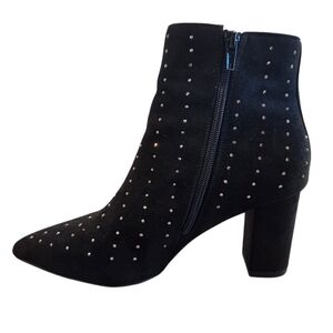 H by Halston Tokyo Women's Jeweled Booties Side Zip Heel Pointed Toe Black 8